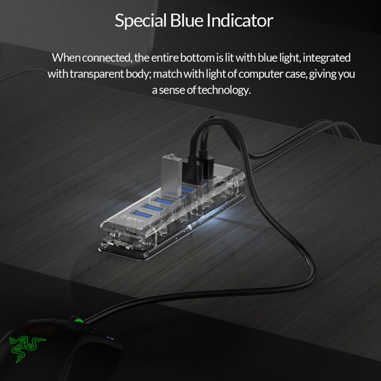 ORICO F7U 7 x USB 3.0 puertos 5Gbps HUB de escritorio de transmisión rápida con luz indicadora LED azul, 7 Ports