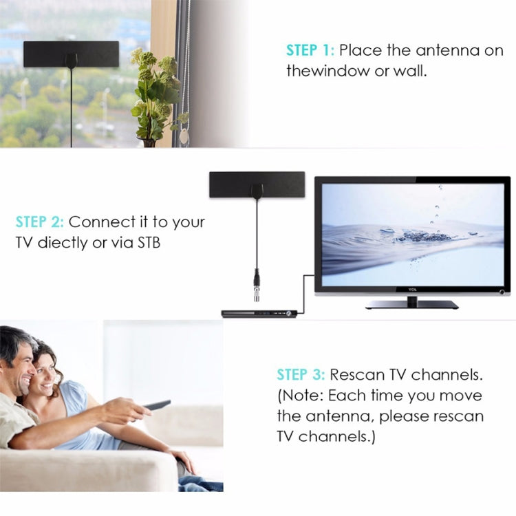 Antena de TV Digital HDTV interior y exterior amplificada de alta ganancia, 25 millas de alcance, 28dBi, con Cable Coaxial de 3,7 m y adaptador IEC, 25 Miles 28dBi