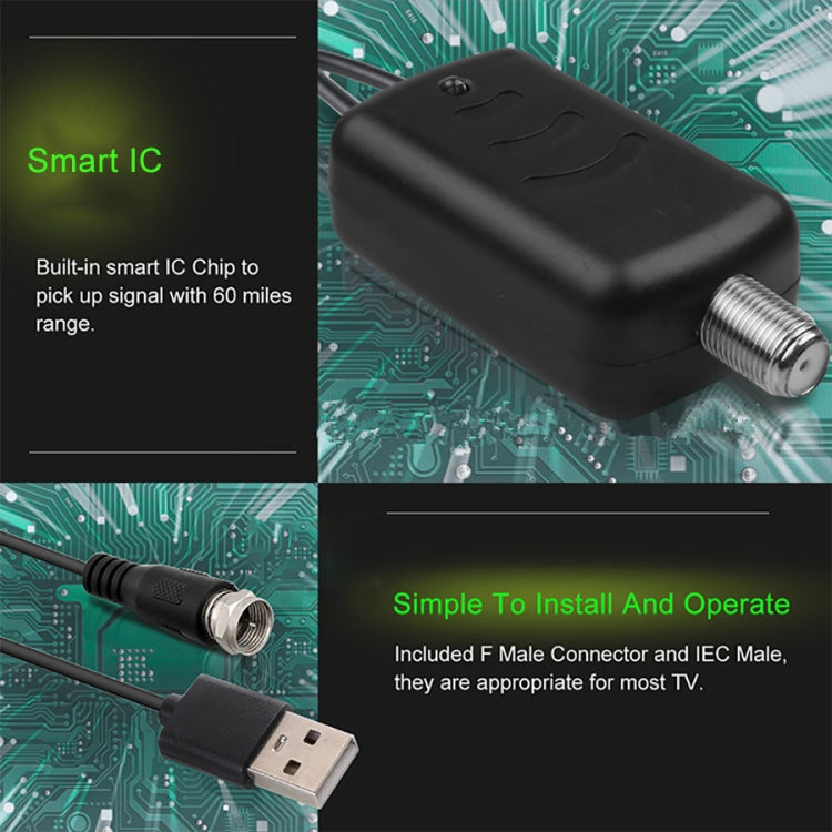 Amplificador amplificador de señal con conector USB + cabezal convertidor IEC, USB 50 Miles 25dBi