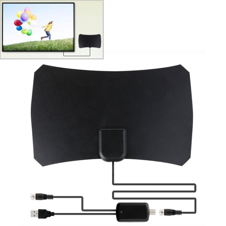 Antena HDTV digital interior de alta ganancia de 25 dBi de alcance de 50 millas con cable coaxial de 3 m, 50 Miles 25dBi Black