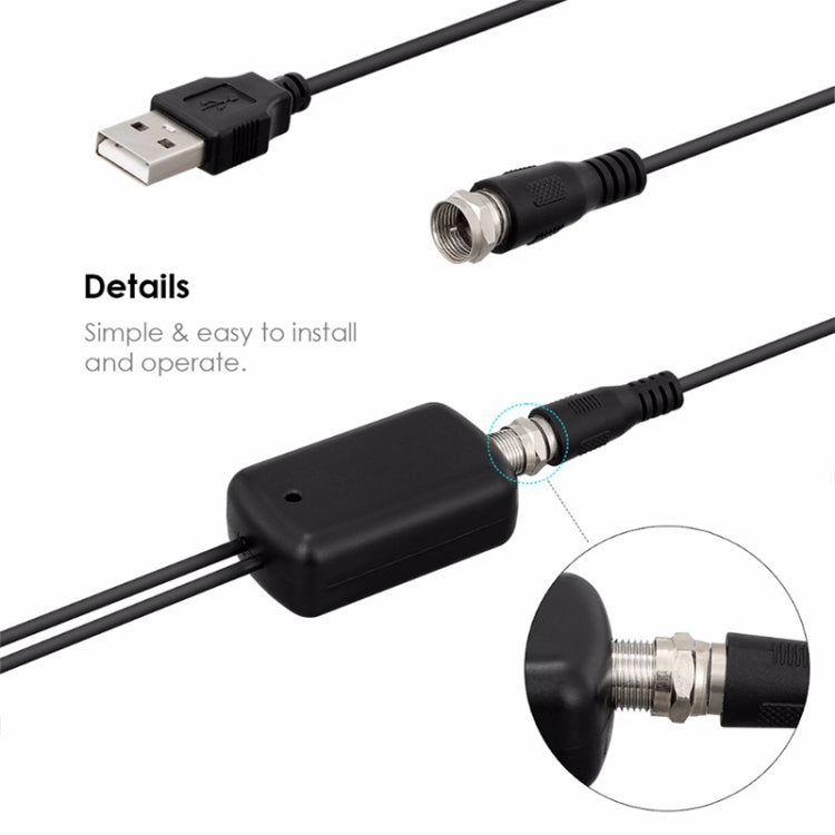 Antena HDTV digital interior de alta ganancia de 25 dBi de alcance de 50 millas con cable coaxial de 3 m, 50 Miles 25dBi Black