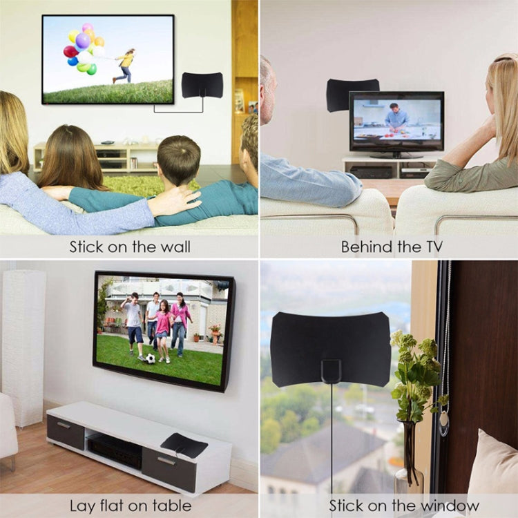 Antena HDTV digital interior de alta ganancia de 25 dBi de alcance de 50 millas con cable coaxial de 3 m, 50 Miles 25dBi Black