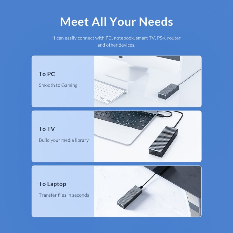 ORICO M2PVC3-G20-GY-BP USB3.2 Caja SSD NVMe M.2 de 20 Gbps, M2PVC3-G20-GY-BP