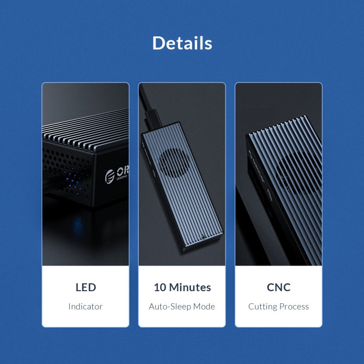 ORICO M2PVC3-G20-GY-BP USB3.2 Caja SSD NVMe M.2 de 20 Gbps, M2PVC3-G20-GY-BP