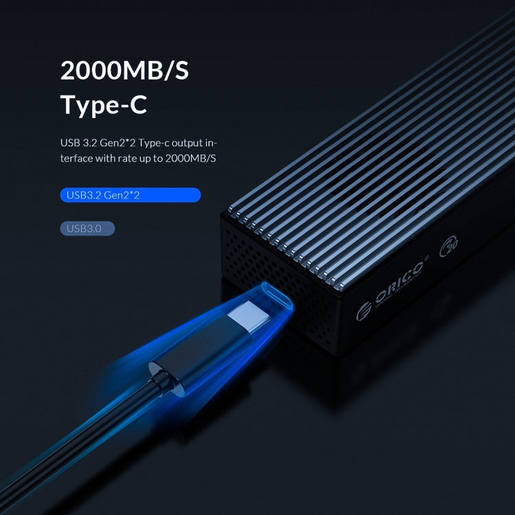 ORICO M2PVC3-G20-GY-BP USB3.2 Caja SSD NVMe M.2 de 20 Gbps, M2PVC3-G20-GY-BP