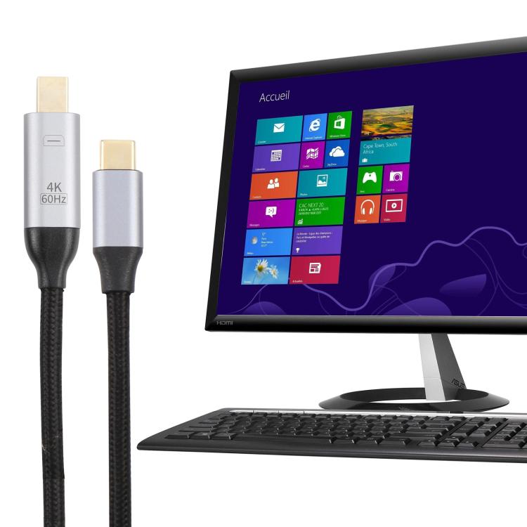 Cable adaptador USB-C / Type-C macho a 4K 60Hz Mini DP macho, longitud: 1,8 m, Mini DP Male