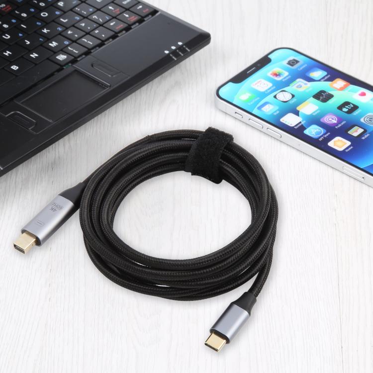 Cable adaptador USB-C / Type-C macho a 4K 60Hz Mini DP macho, longitud: 1,8 m, Mini DP Male