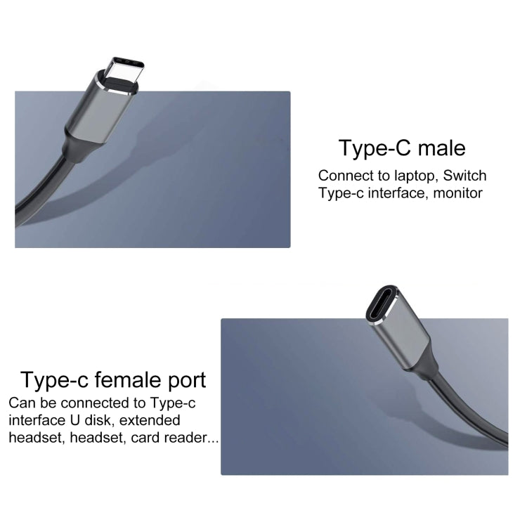 Cable adaptador USB-C / Type-C macho a USB-C / Type-C hembra, longitud del cable: 1 m, 1m