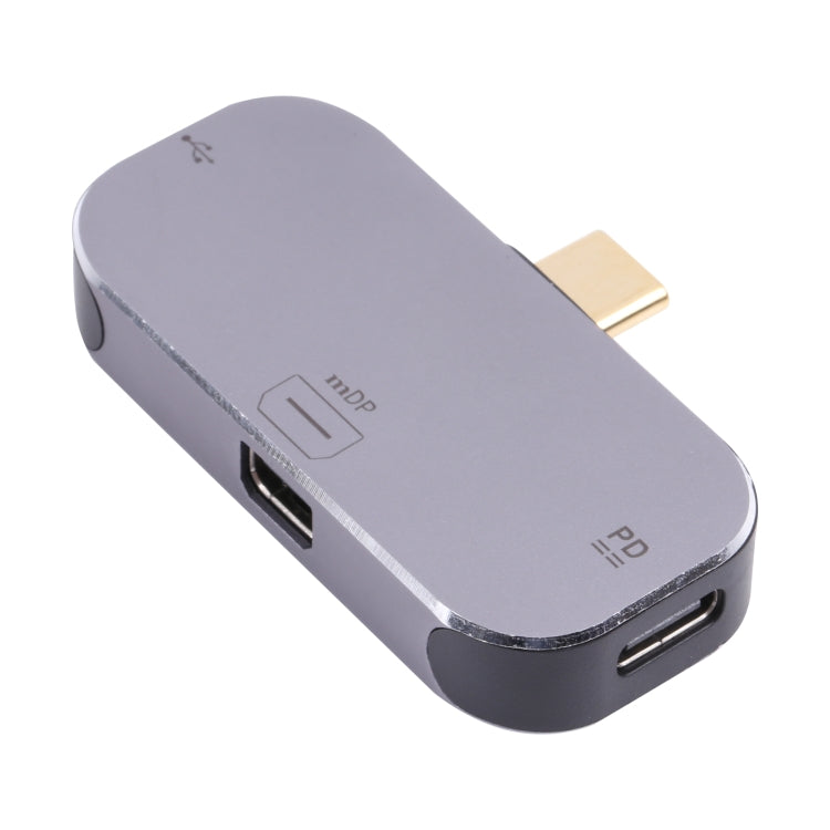 Adaptador 3 en 1 USB-C / Type-C macho a doble USB-C / Type-C + Mini DP hembra, Dual USB-C / Type-C + Mini DP
