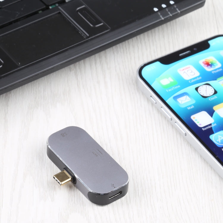 Adaptador 3 en 1 USB-C / Type-C macho a doble USB-C / Type-C + Mini DP hembra, Dual USB-C / Type-C + Mini DP