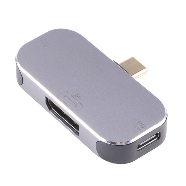 3 en 1 USB-C / Tipo-C Macho a USB-C / Tipo-C Carga + Adaptador USB + DP Hembra, USB-C / Type-C + USB + DP