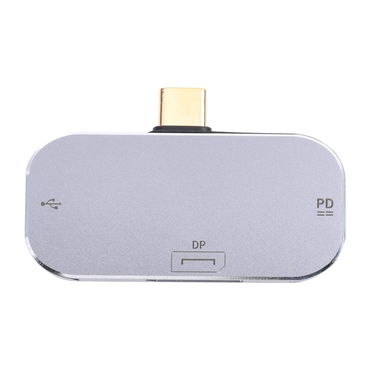 3 en 1 USB-C / Tipo-C Macho a USB-C / Tipo-C Carga + Adaptador USB + DP Hembra, USB-C / Type-C + USB + DP