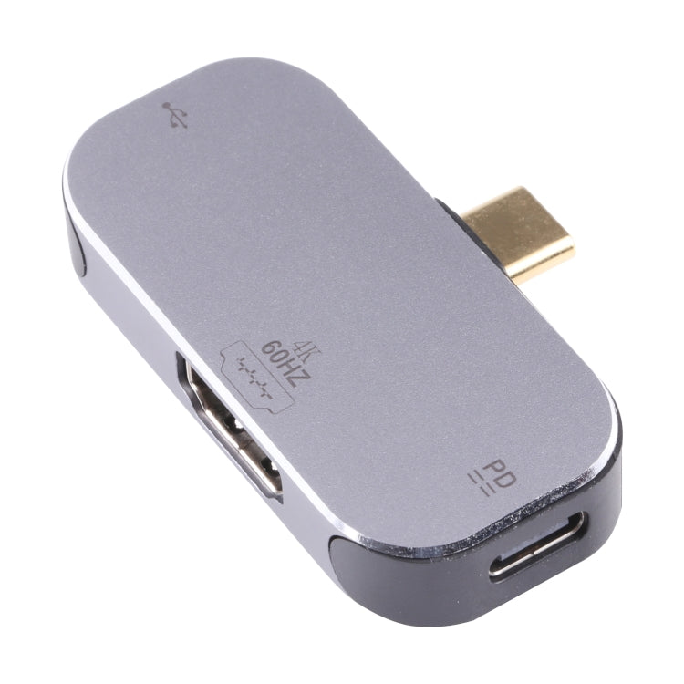 Adaptador 3 en 1 USB-C / Type-C macho a doble USB-C / Type-C + 4K 60Hz HDMI hembra, Dual USB-C / Type-C + HDMI