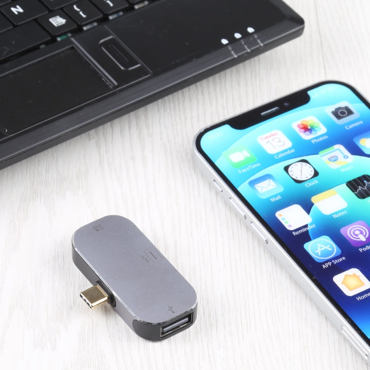 3 en 1 USB-C/Tipo-C Macho a USB-C/Tipo-C Carga + USB + Adaptador Mini DP Hembra, USB-C / Type-C + USB + Mini DP