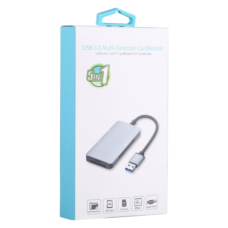 Lector de tarjetas USB 3.0 multifunción 5 en 1 dual USB 3.0 + CF + TF + SD, 5 In 1 USB 3.0