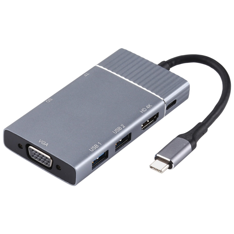 7 en 1 Dual USB 3.0 + TF/SD + HDMI/VGA + Conector de 3,5 mm + Estación de acoplamiento USB-C multifunción tipo C / USB-C, 2xUSB3.0+TF/SD+HDMI/VGA+3.5mm