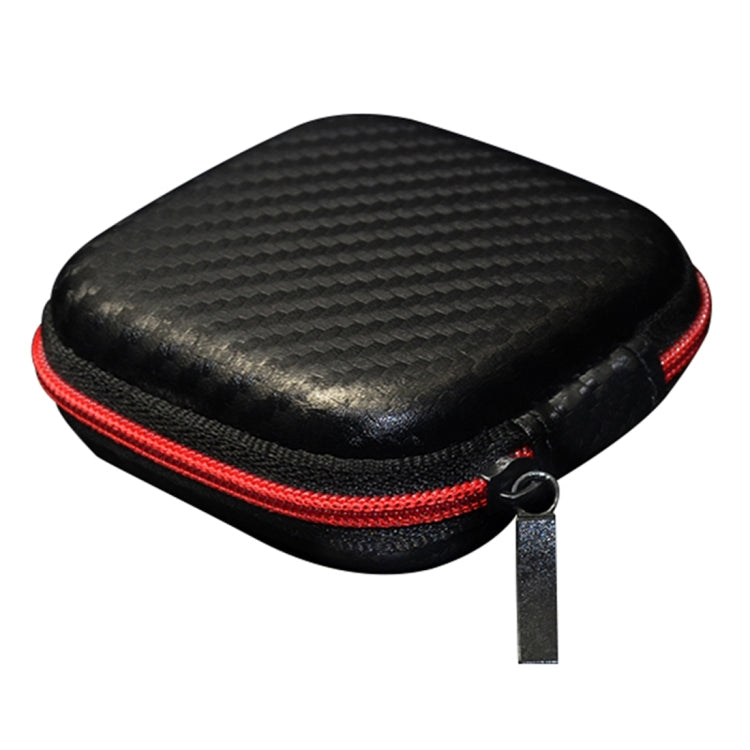 Caja receptora portátil de textura de fibra de carbono para auriculares con cargador de cable de datos KZ, Square