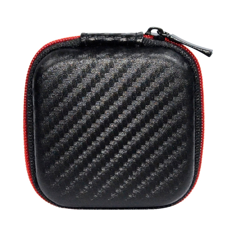 Caja receptora portátil de textura de fibra de carbono para auriculares con cargador de cable de datos KZ, Square