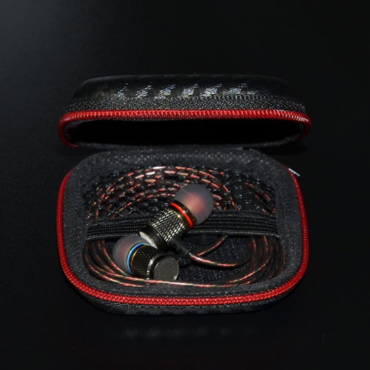 Caja receptora portátil de textura de fibra de carbono para auriculares con cargador de cable de datos KZ, Square