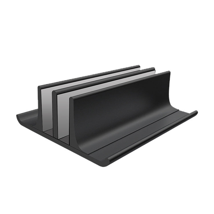 Base de soporte de almacenamiento Vertical portátil Universal para ordenador portátil ajustable con doble ranura de aleación de aluminio de ancho, Double Slot Black, Double Slot Silver