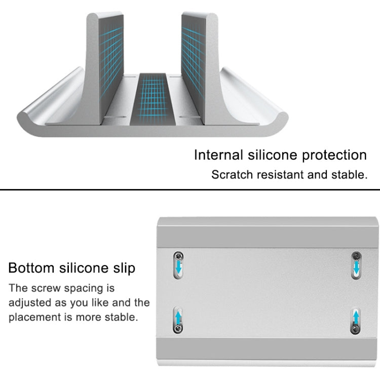 Base de soporte de almacenamiento radiante Vertical para ordenador portátil, Universal, portátil, de aleación de aluminio, con ranura única, ancho ajustable, Single Slot Black, Single Slot Silver