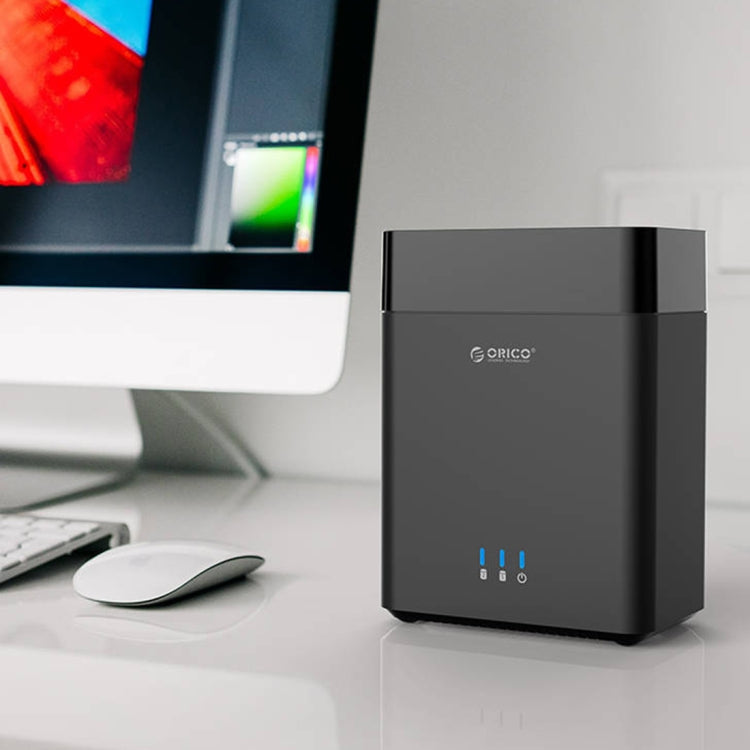 ORICO DS200U3 Caja de disco duro USB 3.0 de tipo magnético con 2 bahías de 3,5 pulgadas y indicador LED azul, USB 3.0