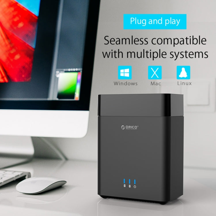 ORICO DS200U3 Caja de disco duro USB 3.0 de tipo magnético con 2 bahías de 3,5 pulgadas y indicador LED azul, USB 3.0