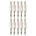 10 Uds. Conector de Audio tipo soldado de aleación de Zinc de 2 pines de 6,5mm conector de Audio 6,35, 10 PCS