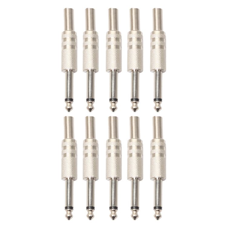 10 Uds. Conector de Audio tipo soldado de aleación de Zinc de 2 pines de 6,5mm conector de Audio 6,35, 10 PCS
