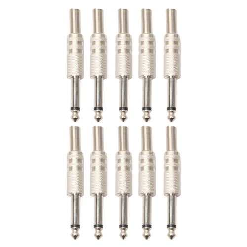 10 Uds. Conector de Audio tipo soldado de aleación de Zinc de 2 pines de 6,5mm conector de Audio 6,35, 10 PCS