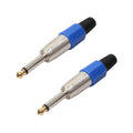 2 PCS 6.35 Conector de audio para micrófono mono chapado en oro, 2 PCS