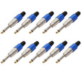 10 PCS 6.35 Conector de audio de micrófono mono chapado en oro, 10 PCS