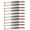 10 PCS 6.35mm Conector de audio de metal Conector de cable de micrófono estéreo, 10 PCS