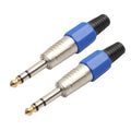 2 PCS 6.35mm Conector de audio chapado en oro Conector de cable de micrófono estéreo, 2 PCS
