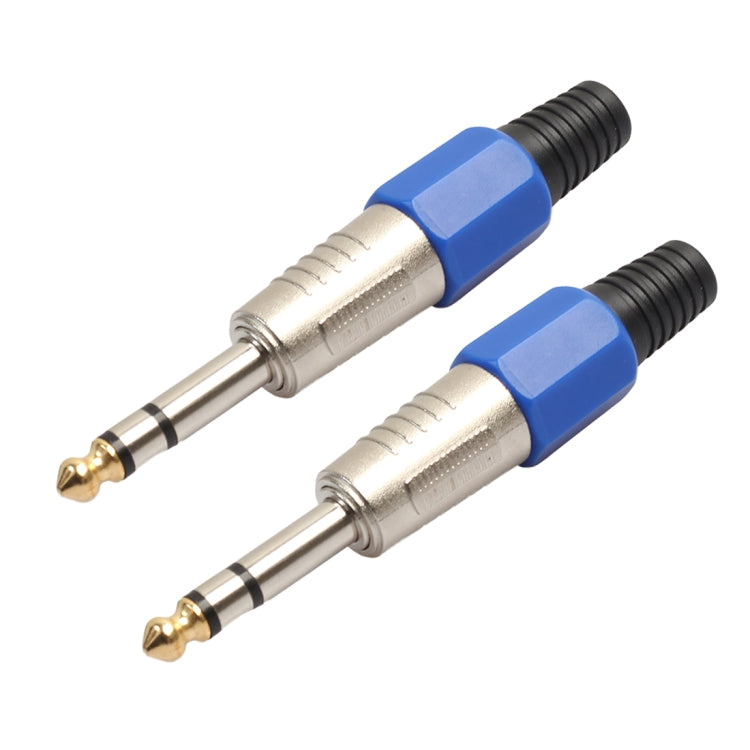 2 PCS 6.35mm Conector de audio chapado en oro Conector de cable de micrófono estéreo, 2 PCS