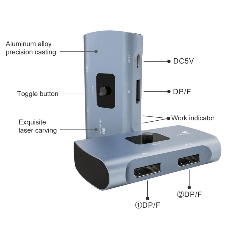 Conmutador DP bidireccional Z57 DP hembra x 2 a USB-C / Type-C + DP hembra, Z57