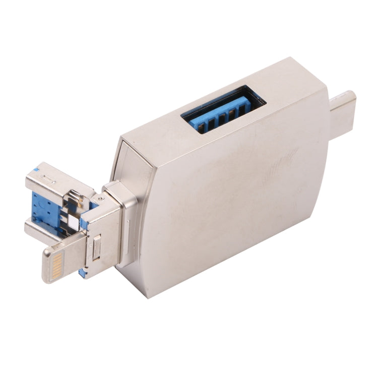 8 en 1 Tipo-C / USB-C + 8 pines + USB dual + SD + TF + Micro tarjeta + Adaptador multifunción OTG, 8 In 1