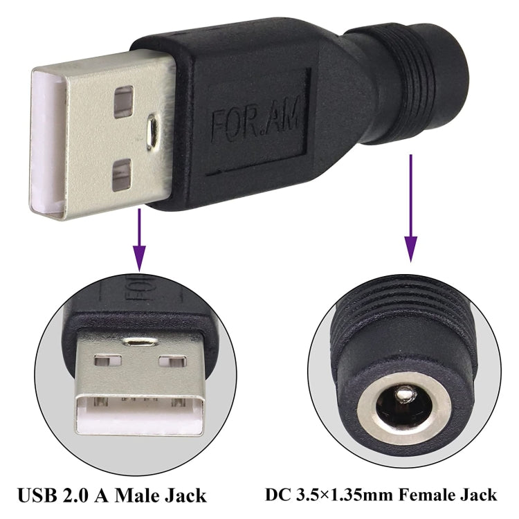 10 piezas de conector de clavija de alimentación de CC de 3,5 x 1,35 mm a USB 2.0, 3.5 x 1.35mm