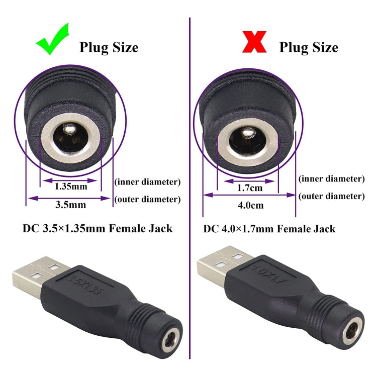 10 piezas de conector de clavija de alimentación de CC de 3,5 x 1,35 mm a USB 2.0, 3.5 x 1.35mm
