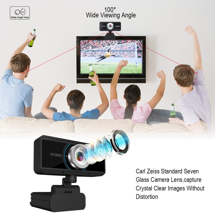 HXSJ S4 1080P Cámara de PC con cámara web de video con enfoque manual ajustable de 180 grados HD con micrófono