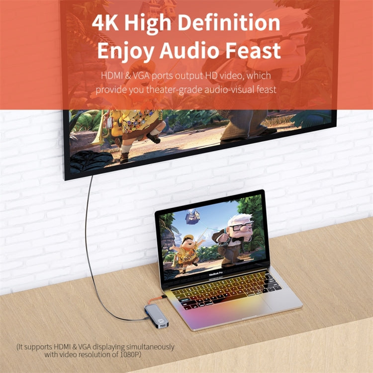 ROCK TR01 Adaptador HUB de extensión multifuncional 10 en 1 tipo C / USB-C a HDMI + VGA, TR01