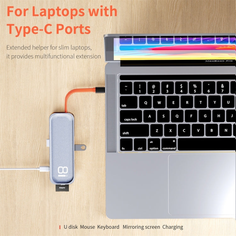 ROCK TR03 Adaptador HUB de extensión multifuncional tipo C / USB-C a HDMI 8 en 1, TR03
