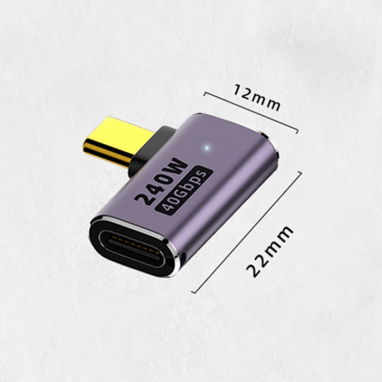 Adaptador de curvatura lateral de 240 W USB-C/Tipo C hembra a USB-C/Tipo C macho de 40 Gbps con luz, Side Bend Adapter
