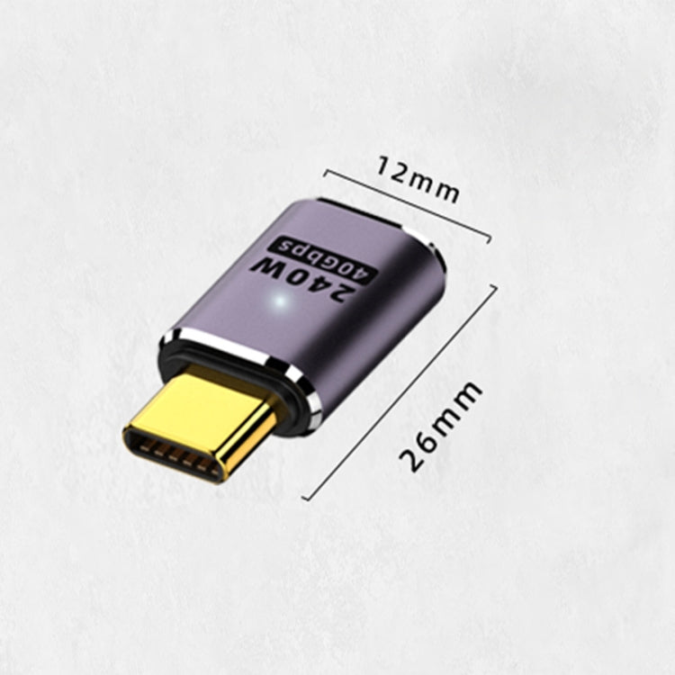 Adaptador recto USB-C/Tipo-C hembra de 240 W a USB-C/Tipo-C macho de 40 Gbps con luz, Straight Adapter