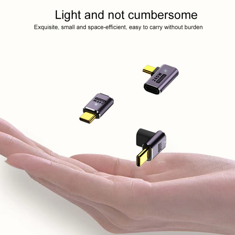 Adaptador de ángulo vertical de 240 W USB-C/Type-C hembra a USB-C/Type-C macho de 40 Gbps con luz, Vertical Angle Adapter