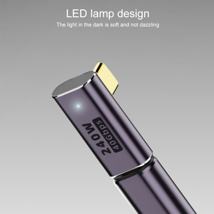 Adaptador de curvatura media de 240 W USB-C/Tipo C hembra a USB-C/Tipo C macho de 40 Gbps con luz, Medium Bend Adapter