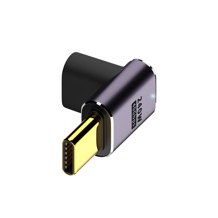 Adaptador de curva hacia arriba y hacia abajo de 240W USB-C/Type-C hembra a USB-C/Type-C macho de 40 Gbps con luz, Up and Down Bend Adapter