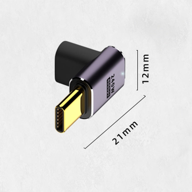 Adaptador de curva hacia arriba y hacia abajo de 240W USB-C/Type-C hembra a USB-C/Type-C macho de 40 Gbps con luz, Up and Down Bend Adapter