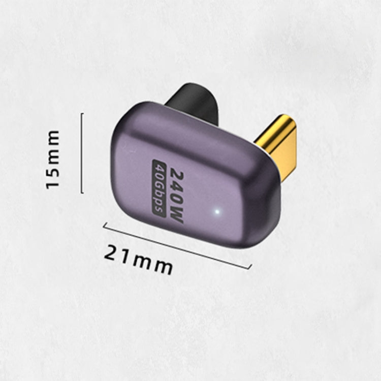 Adaptador tipo U de 240 W USB-C/Tipo-C hembra a USB-C/Tipo-C macho de 40 Gbps con luz, U-Type Adapter