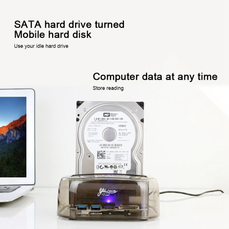 Caja de disco duro SATA dual USB3.0 de 2,5/3,5 pulgadas con función HUB y OTB, capacidad máxima de soporte: 16 TB
